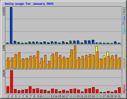 Daily usage for January 2025