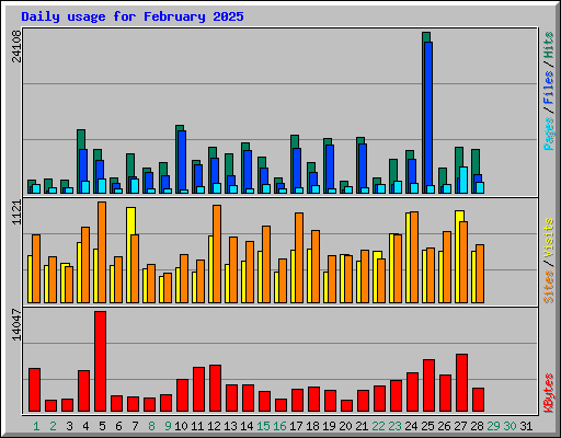 Daily usage for February 2025